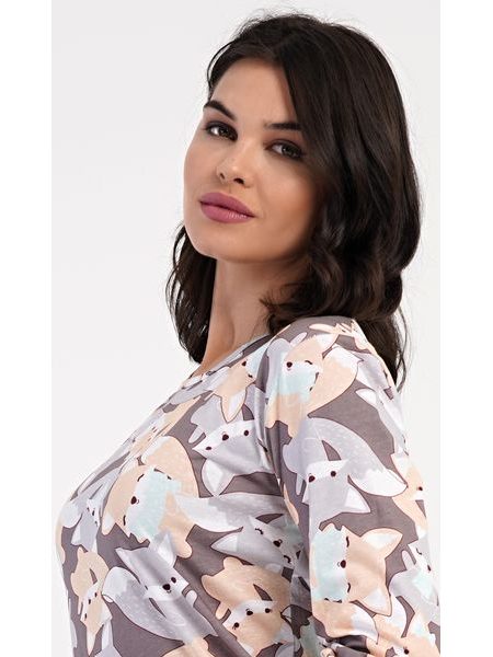 Dámské pyžamo dlouhé Kamarádi z lesa - šedá