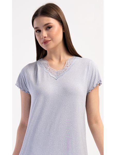 Dámská noční košile s krátkým rukávem Winter - světle šedá