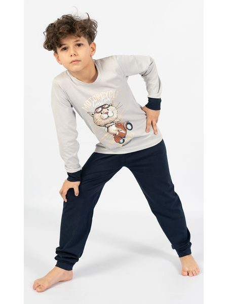 Dětské pyžamo dlouhé Motocycle - tyrkysová