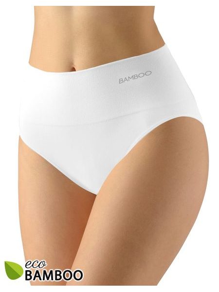 GINA dámské kalhotky klasické se širokým bokem, širší bok, bezešvé, jednobarevné Eco Bamboo 00039P - kouřová bílá