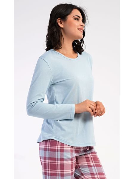 Dámské pyžamo dlouhé Dominica - světle modrá