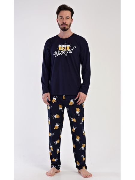 Pánské pyžamo dlouhé Weekend - tmavě modrá
