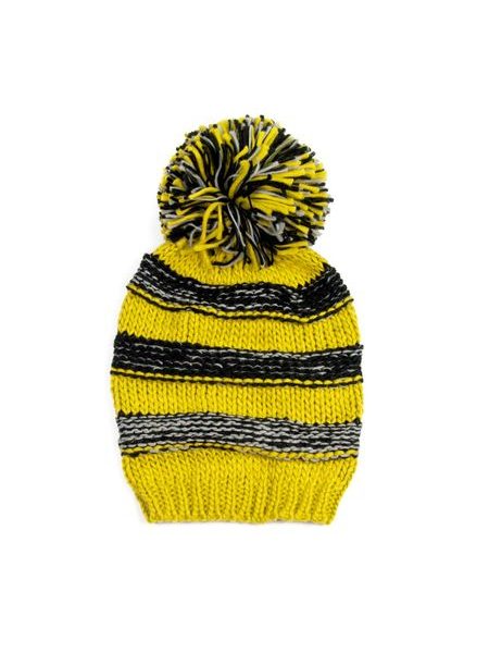 Čepice s velkou bambulí žlutá