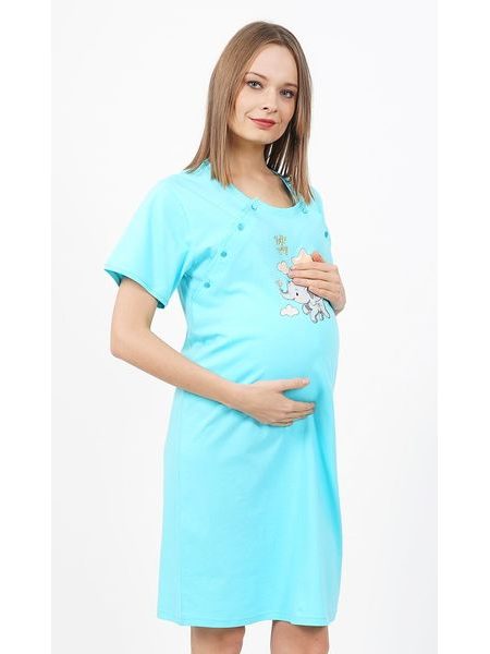 Dámská noční košile mateřská Slůně - tyrkysová