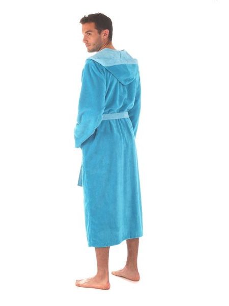 Unisex dlouhý savý župan s kapucí TAMPA duo modrá