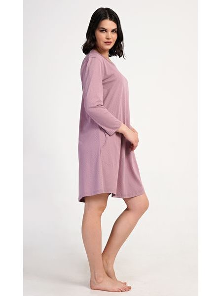 Dámské domácí šaty s tříčtvrtečním rukávem Emily - starorůžová