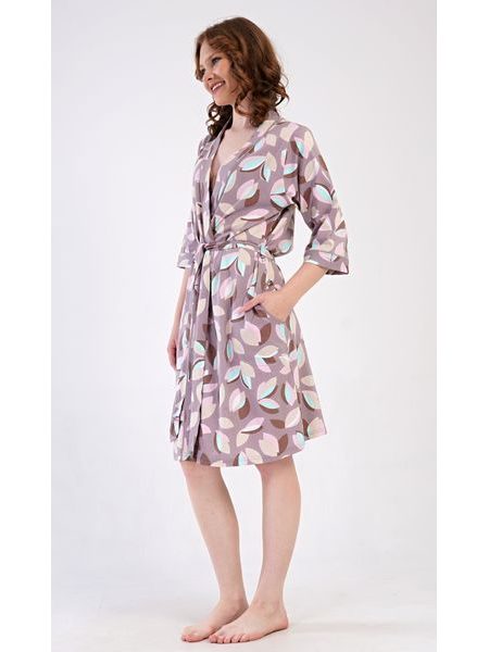 Dámský župan krátký Klára - bílá káva