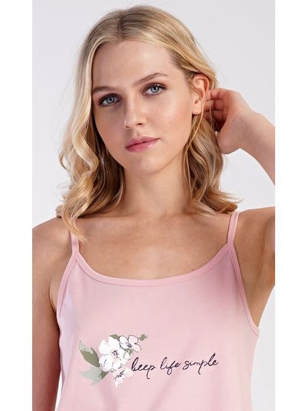 Dámská noční košile na ramínka Zuzana - světle růžová