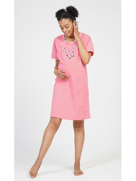 Dámská noční košile mateřská Motýlci - lososová