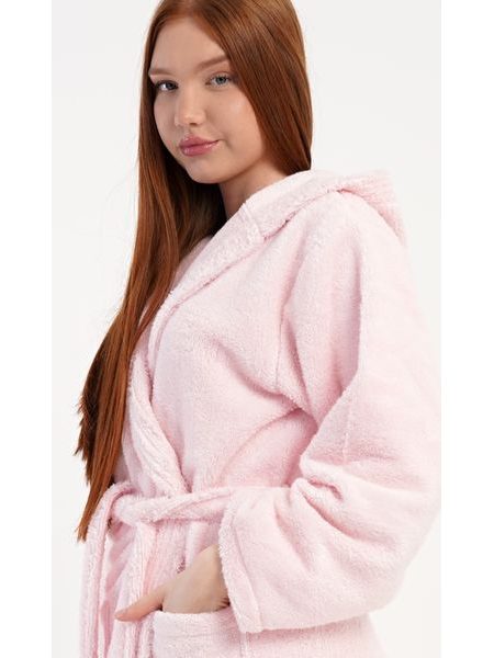 Dámský župan dlouhý s kapucí Michaela - světle růžová