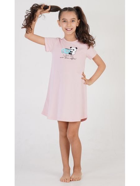 Dětská noční košile s krátkým rukávem I love you - světle lososová