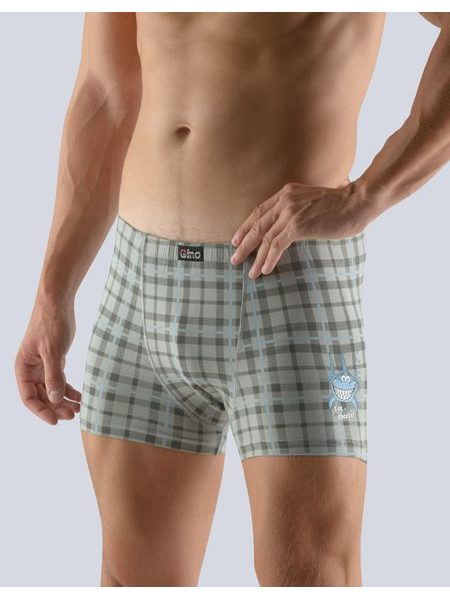 Pánské boxerky s kratší nohavičkou, šité, s potiskem Funny collection 73085P - šedá tm. šedá