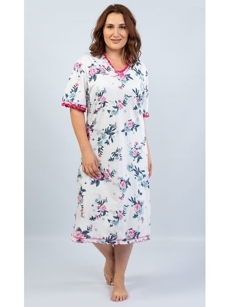 Dámská noční košile s krátkým rukávem Rose - světle šedá