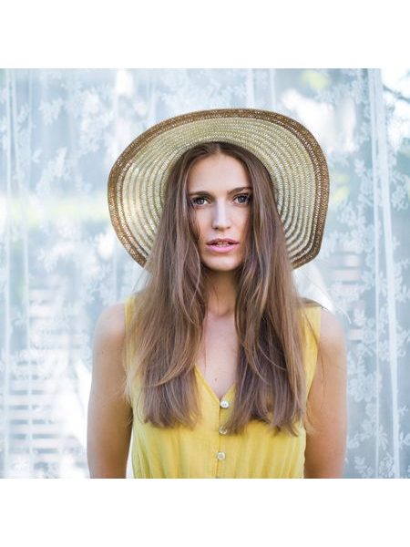 Dámský letní klobouk s hnědým lemem - světle béžový