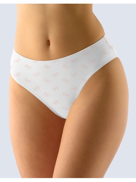 Dámské kalhotky klasické, širší bok, šité, s potiskem 10213P - bílá pleťová