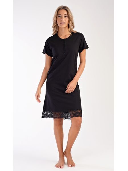 Dámská noční košile s krátkým rukávem Karin - černá