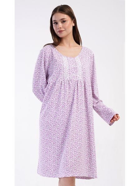 Dámská noční košile s dlouhým rukávem Julie - fialová