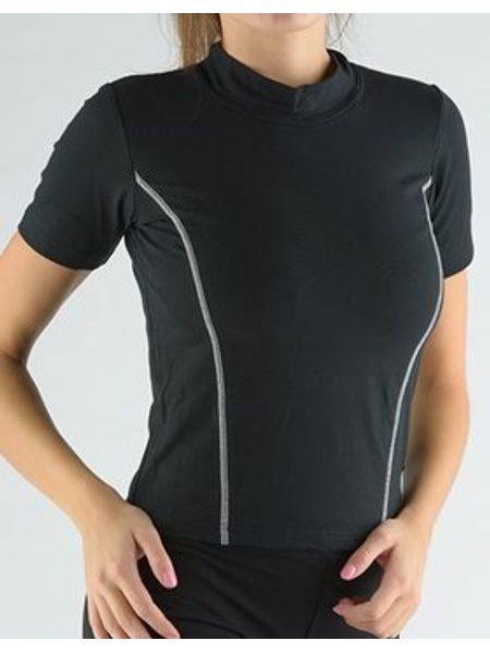 Dámské tričko s krátkým rukávem, krátký rukáv, šité 98005P - černá šedobílá