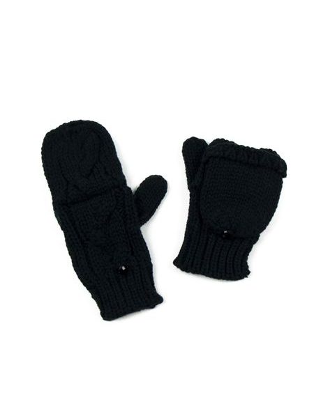 Černé palcové pletené rukavičky