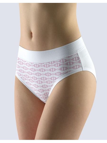 Dámské kalhotky klasické, širší bok, šité, s potiskem Disco XIII 10229P - bílá violet