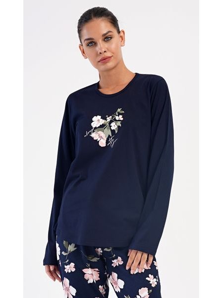 Dámské pyžamo dlouhé Alice - tmavě modrá