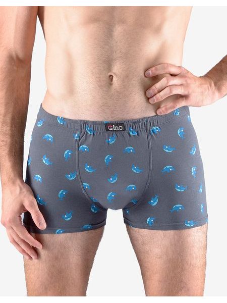 Pánské boxerky s kratší nohavičkou, kratší nohavička, šité, s potiskem 73121P - tm. šedá tm. tyrkysová