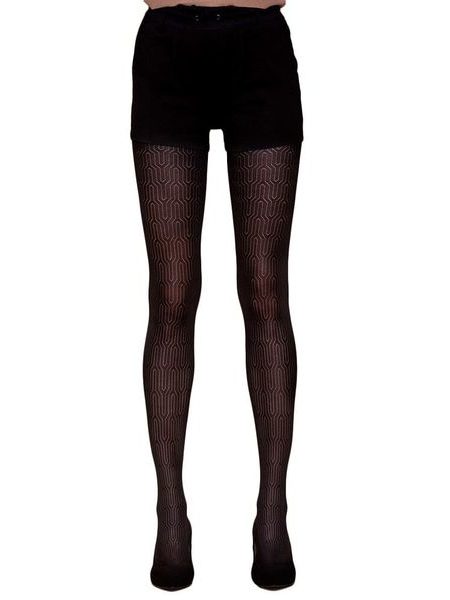 Punčochové kalhoty Rica černé se vzorem