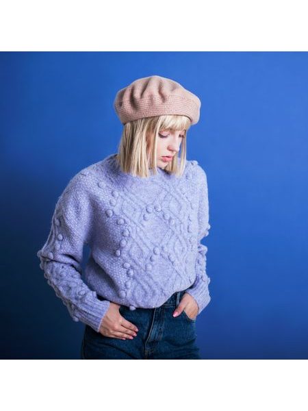 Baret s aplikací béžový