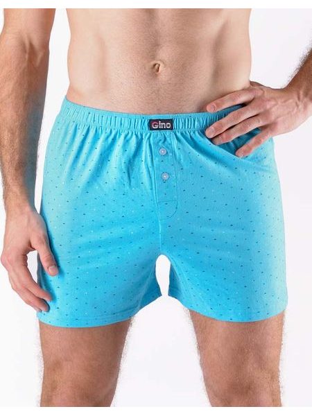 Pánské trenky volné nadměrné, šité, s potiskem 75206P - sv. tyrkysová azurová