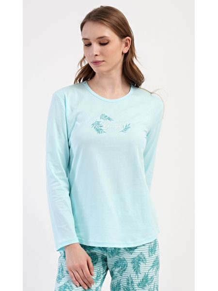 Dámské pyžamo dlouhé Denisa - mentolová