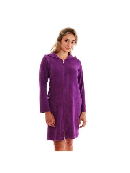 Dámský 3/4 župan s kapucí a dlouhým rukávem BARI Sparkling grape