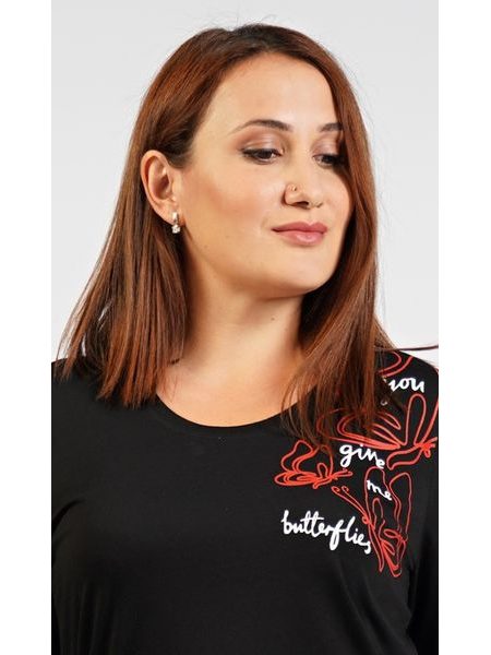 Dámské pyžamo dlouhé Butterfly - černá