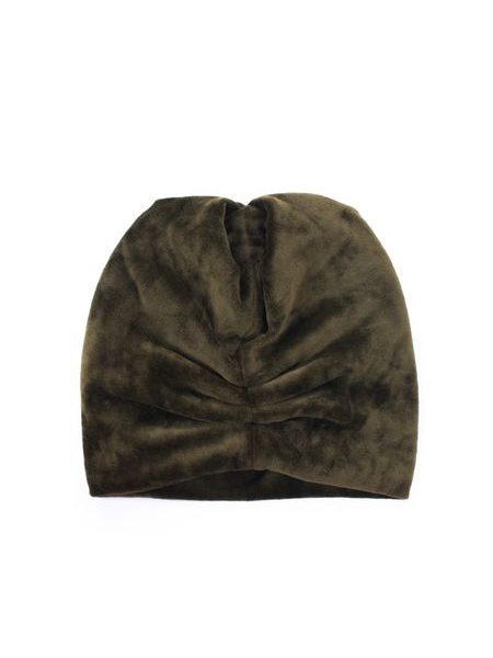 Velurová čepice - khaki