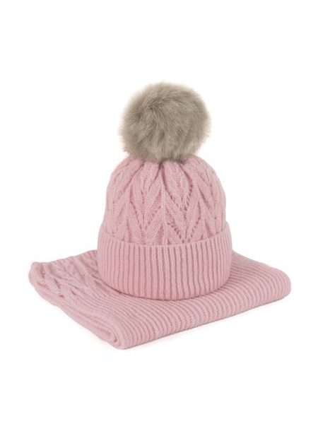 Sada pletené čepice a šály Lomnice béžová