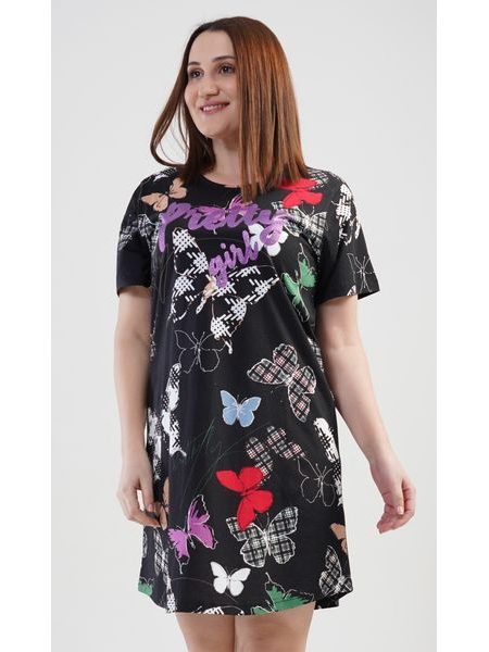 Dámská noční košile s krátkým rukávem Pretty girl - černá