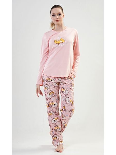 Dámské pyžamo dlouhé Only for you - meruňková