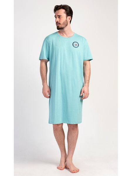 Pánská noční košile s krátkým rukávem Sea - mentolová