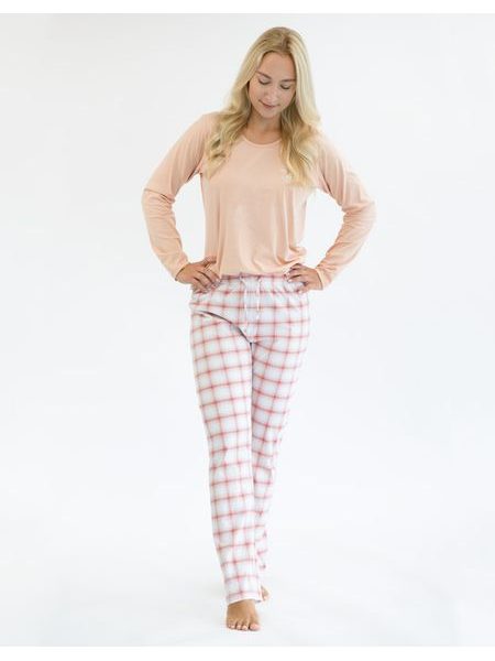 Dámské pyžamo dlouhé dámské, šité, s potiskem Pyžama 2024 19157P - lichi bílá