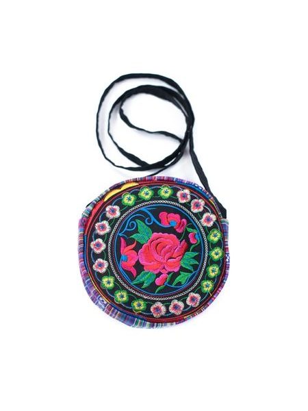 Vyšívaná kulatá taška přes rameno