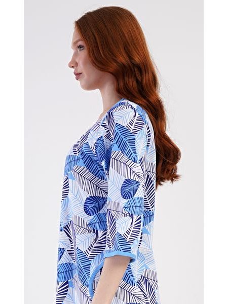 Dámské domácí šaty s tříčtvrtečním rukávem Julie - modrá