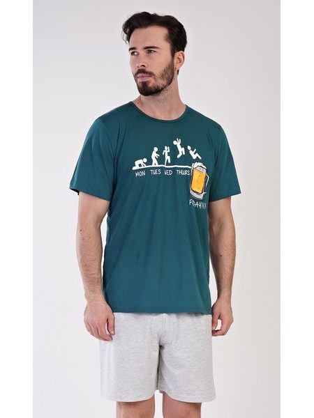 Pánské pyžamo šortky Filip - tmavě zelená