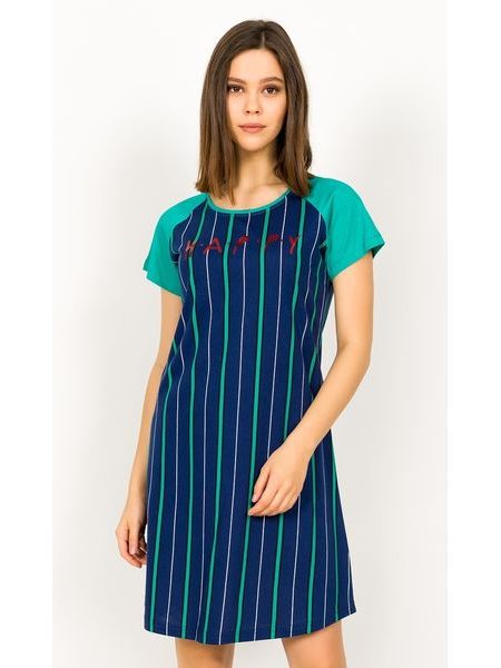 Dámská noční košile s krátkým rukávem Happy - tmavě modrá