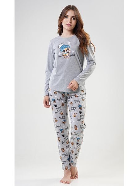 Dámské pyžamo dlouhé Tygřík - šedá