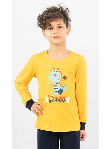 Dětské pyžamo dlouhé Dino - žlutá