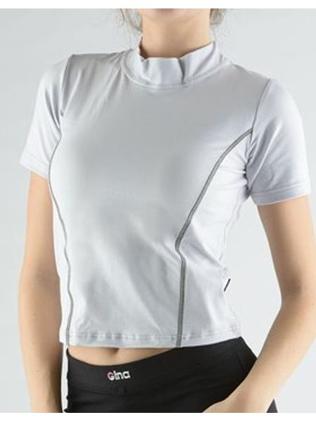 Dámské tričko s krátkým rukávem, krátký rukáv, šité 98019P - šedobílá tm.popel