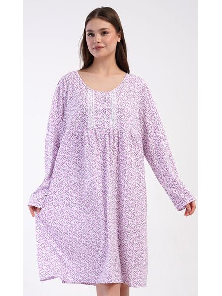 Dámská noční košile s dlouhým rukávem Julie - fialová