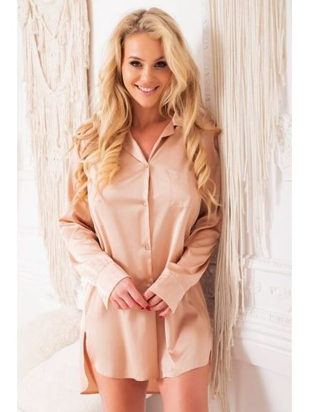 Propínací saténová košilka Carey nude