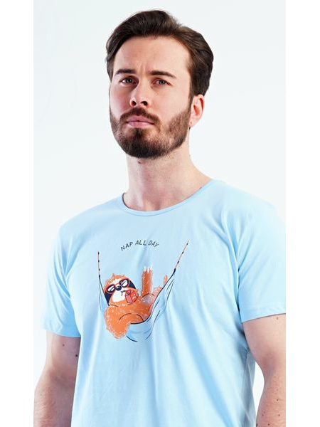 Pánské pyžamo šortky Pohodář - světle modrá