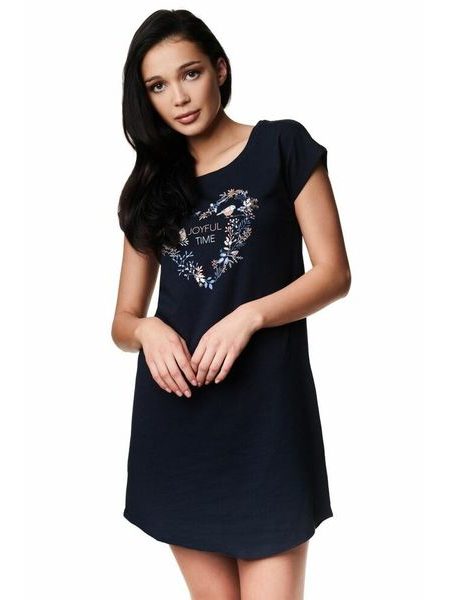 Dámská noční košilka Zoe černá s ptáčky