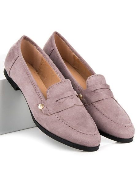 Semišové polobotky mokasíny fialové